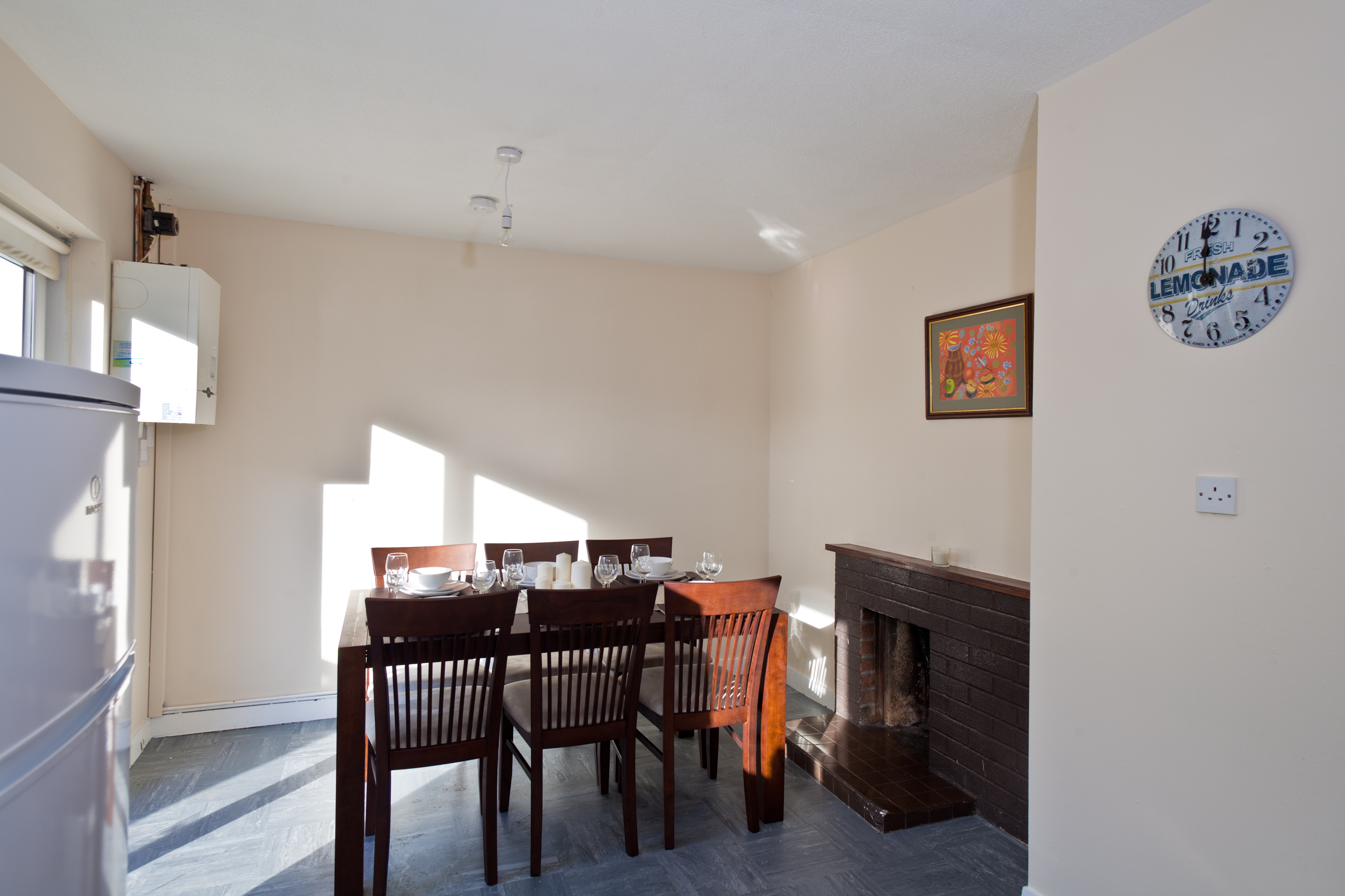 The dining area at 54 Rossfield Avenue following refurbishment